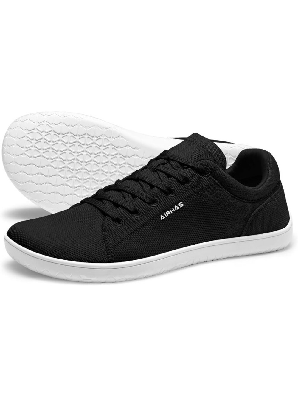 Women's Black/White Knit Minimalist Barefoot Zero Drop Casual Walking Sneakers